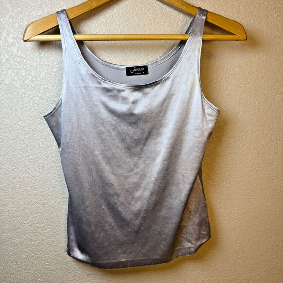 Jensato Silver Metallic Rare 90's Y2K Tank Top Canadian Made Women's M - Picture 1 of 6